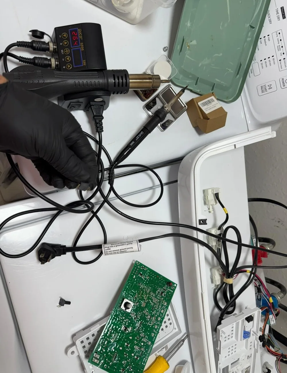 Tools and controls during appliance service.